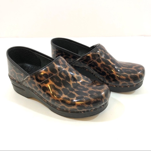 dansko leopard clogs